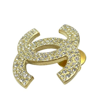 Chanel Brooch Pin Brooch Pin Badge Accessories Coco Mark GP Rhinestone Gold 08P