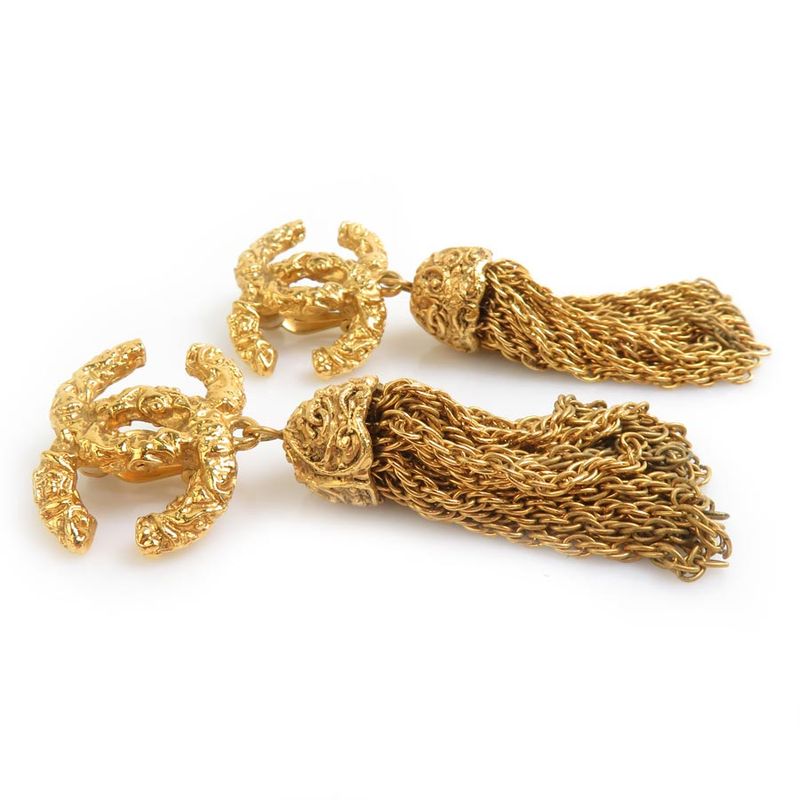 Chanel Earring Coco Mark Tassel