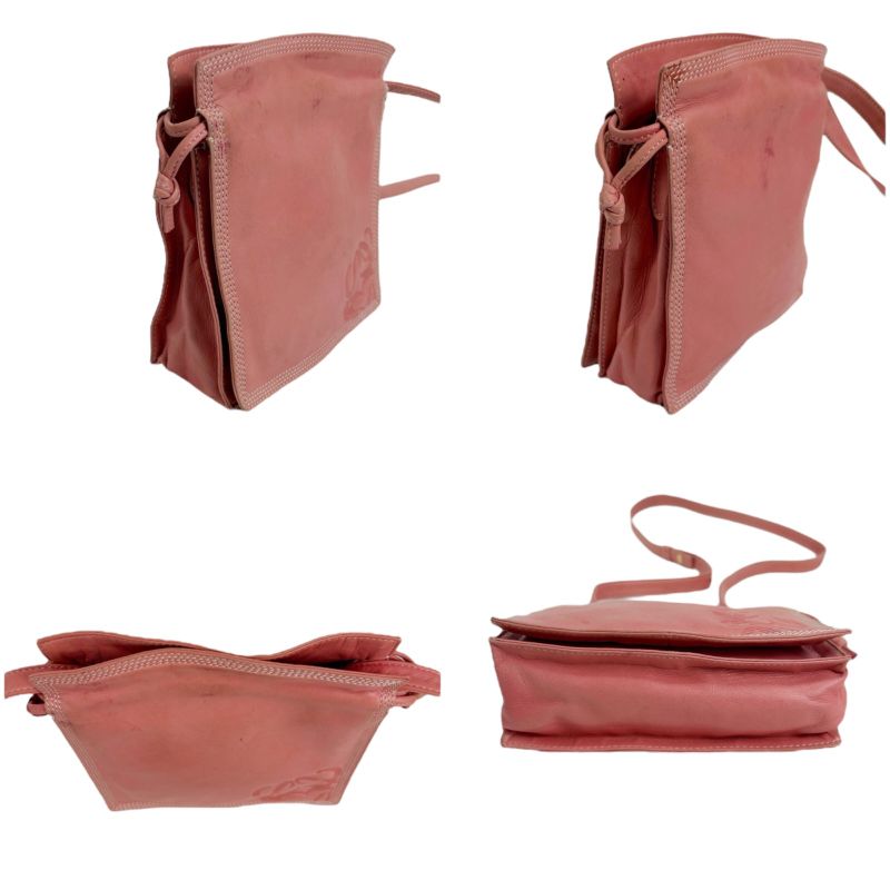 Loewe Mini Shoulder Bag Drawstring Shape Flamenco Pink Nappa Leather Anagram