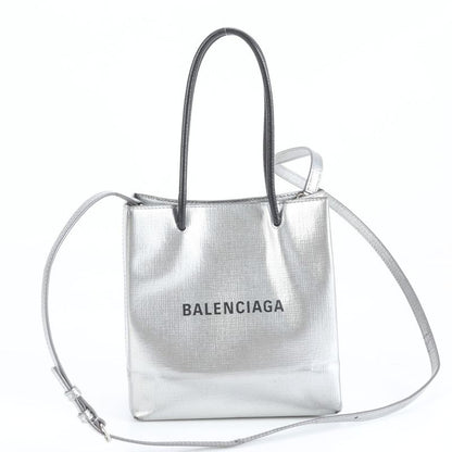 Balenciaga Shopping Tote XXS Leather 2WAY Shoulder Bag Crossbody Silver 597858
