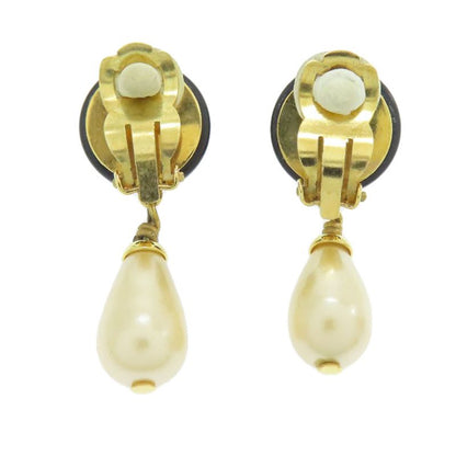 Chanel Coco Mark Faux Pearl Earrings Plastique GP Ladies