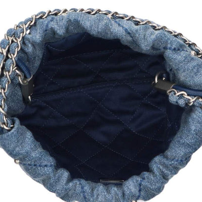Chanel As3980 Chanel 22 Mini Denim Studded Chain Shoulder Bag Women