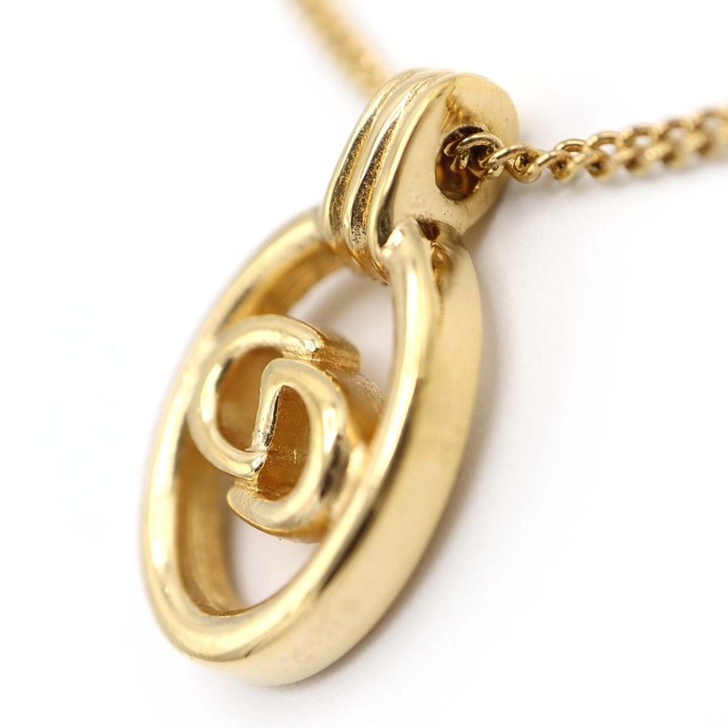 Christian DIOR Necklace CD Logo GP Gold Color Accessories Women M1996