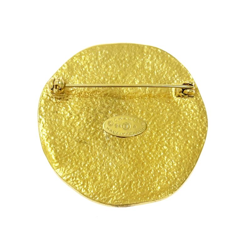 Chanel GP 94a Coco Mark Sun Brooch Gold with Box 418489 Brooch
