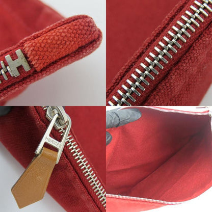 Hermes Pouch Bora Cotton Leather Bordeaux Enji Silver Hardware Flat Multi Pouch