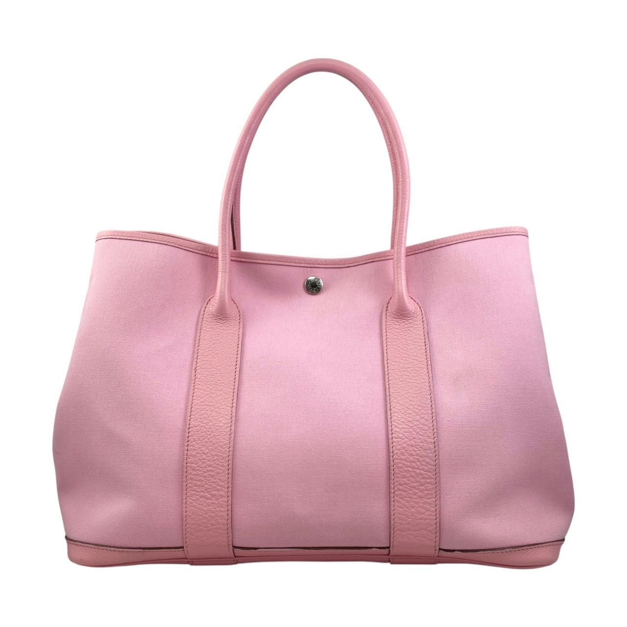 Hermes Tote Bag Garden Party PM Engraved □M Negonda Toile Offiche Pink Hermes