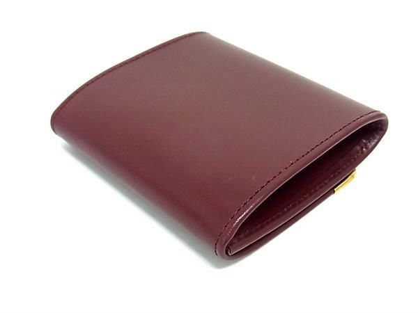 Cartier Must Line Leather Coin Case Coin Purse Men's Women's Bordeaux As9594