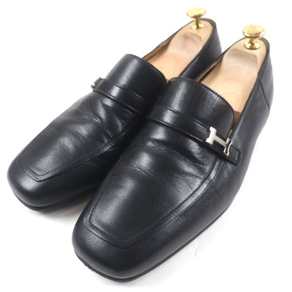 Hermes 2023 231992 Leather Silver Hardware H Logo Square Toe 2 Way Loafer