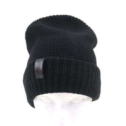 Hermes 100% Cashmere Sheepskin Leather Knit Hat With Logo Tag Beanie Knit Cap