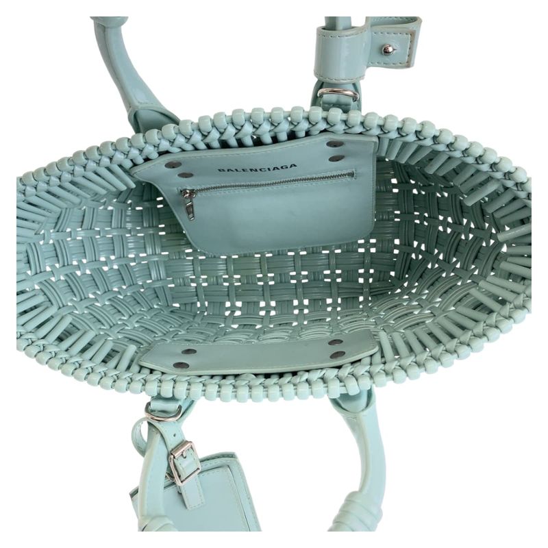 Balenciaga Enamel Basket Bistro XS Mint Green Silver Hardware 671342 Handbag
