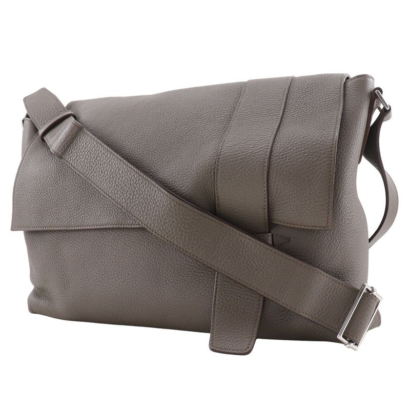 Hermes Sac Alfred 35 Taurillon Clemence Taupe □O Men's Shoulder Bag