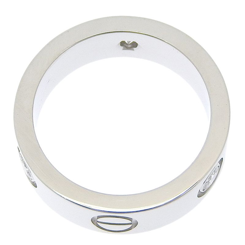 Cartier Love Ring Half Diamond 18kwhite Gold And Diamond #9 8.1g Ring