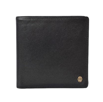 Cartier Wallet Men's Folding Wallet Leather Black