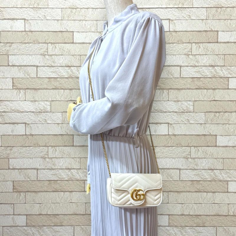 Gucci GG Marmont Shoulder Bag Leather 476433 White Ladies Gucci  Gucci