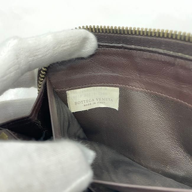 Bottega Veneta Round Zipper Long Wallet Brown Intrecciato
