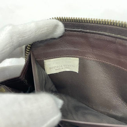Bottega Veneta Round Zipper Long Wallet Brown Intrecciato
