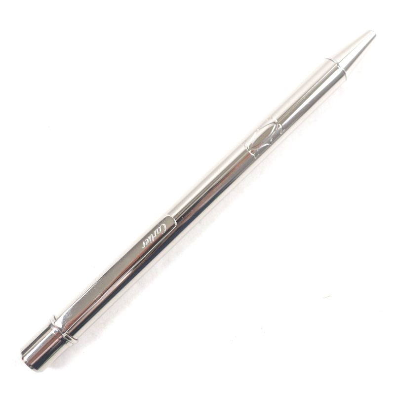 Cartier Must De Cartier Ballpoint Pen Twist Closure With Engraved Logo Silver