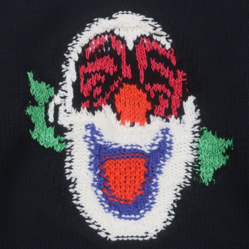 Celine 2a43l717m 94% Wool Pierrot Boxy Crewneck Knit Sweater Black XS Made In