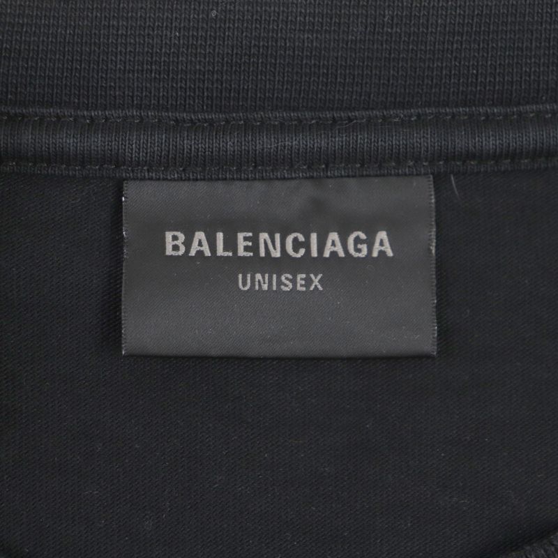 Balenciaga 22SS 651795 Damaged Logo Print Oversized Short Sleeve T-shirt Black