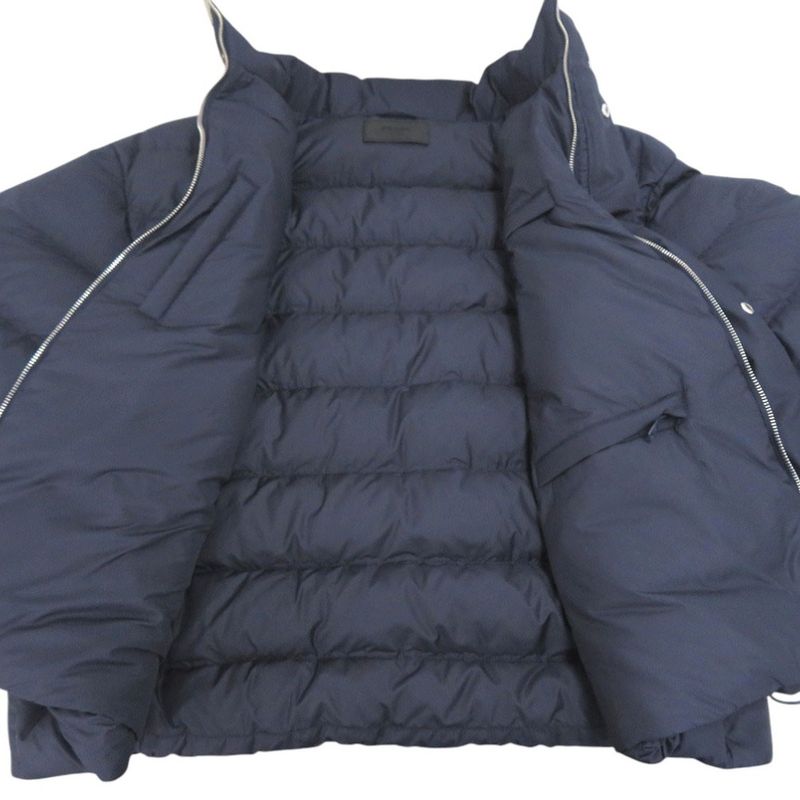 Prada Cropped Technical Fabric Hooded Down Jacket Navy 0513 Prada