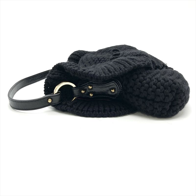 Fendi Handbag Wool Leather 8br445 Black With Charm Women