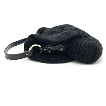 Fendi Handbag Wool Leather 8br445 Black With Charm Women