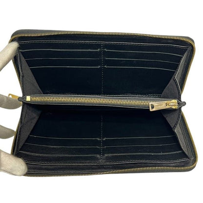 Celine Round Zipper Long Wallet Black Wallet Leather Preowned
