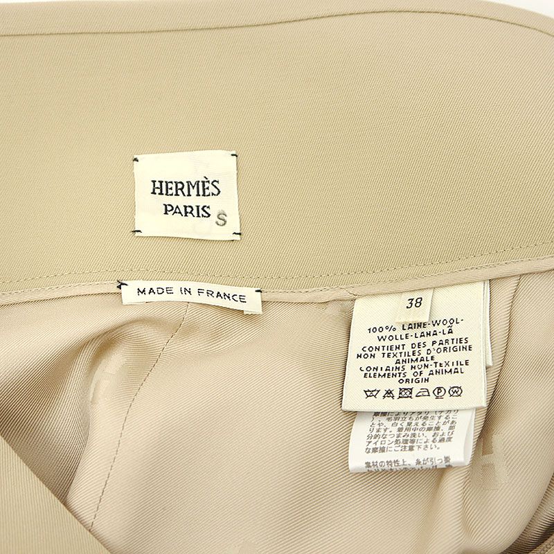 Hermes Tucked Pleated Skirt 38 Beige Hair Long Sold