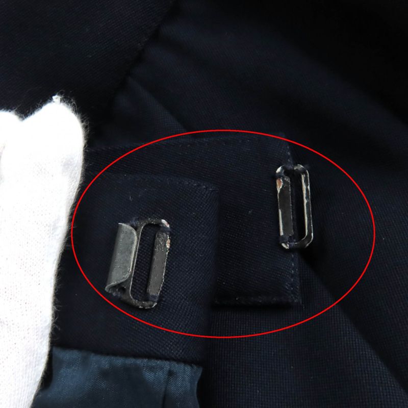 CHANEL Vintage P04471 100% Wool 90s Tight Skirt With Coco Mark Buttons Navy 38