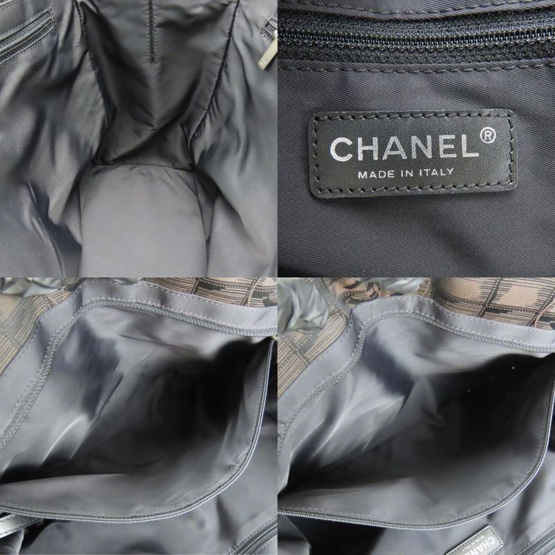 Chanel Tote Bag MM New Travel Line Jacquard Nylon Marron Silver Hardware