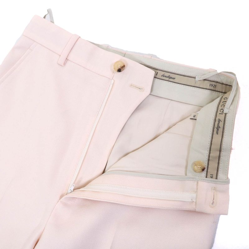 Gucci 22AW 675606 Bermuda Pants Mohair Wool Hem Belt Design Shorts Pink Beige