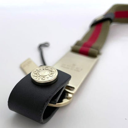 Gucci Neck Strap Khaki Green Red Gold Sherry 039