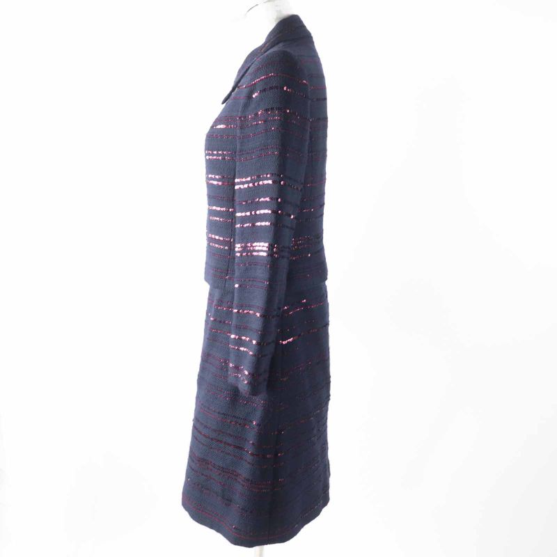 CHANEL 00A P16208 Wool PVC Sequined Tweed Setup With Coco Mark On Left Cuff