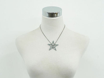 Object Chanel Coco Mark Star Rhinestone Necklace Pendant Metal Silver Hardware