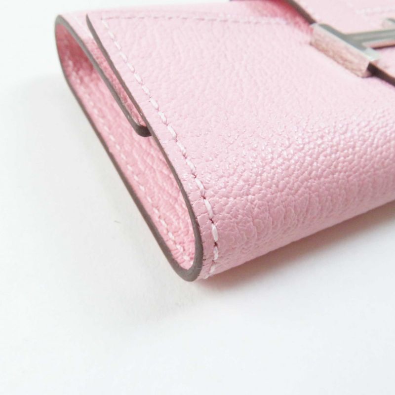 Hermes Bearn Rose Confetti Silver Hardware Chevre Misol 4-ring Key Case With Z