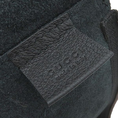 Gucci Clutch Bag Portfolio Leather Black Gold Hardware Logo Print Black 500984