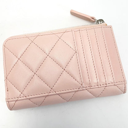 Chanel Matelasse Card Case Ap3630 Light Pink Coco Mark Lambskin Coin Case
