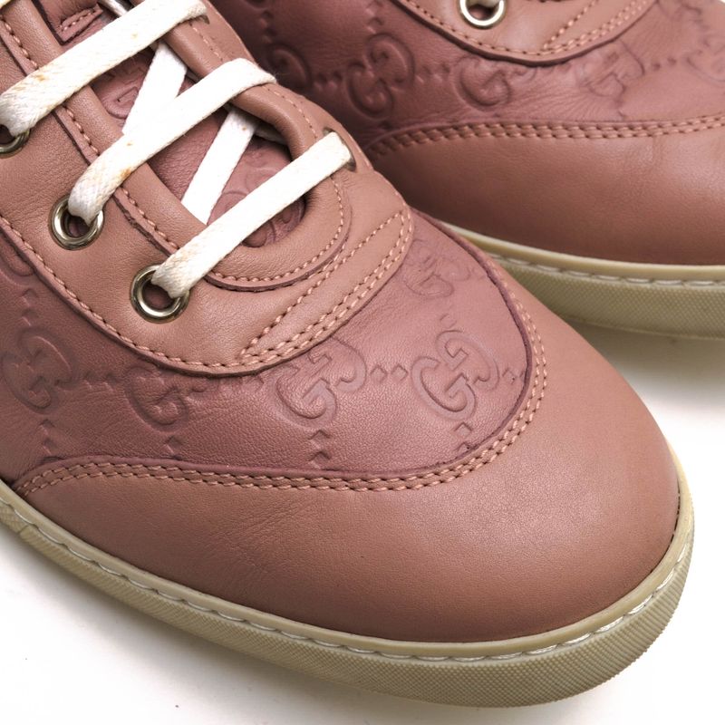 Gucci Shoes Sneakers Shoes High Cut Ladies Women Leather Genuine Pink 391499