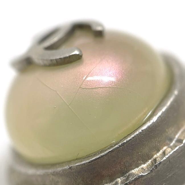 Chanel Earring Silver Pearl Style Coco Mark Excellent Condition Metal Used 98