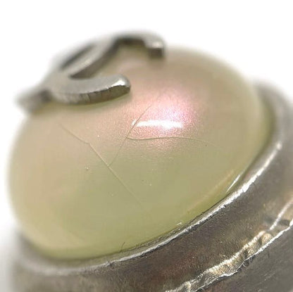 Chanel Earring Silver Pearl Style Coco Mark Excellent Condition Metal Used 98