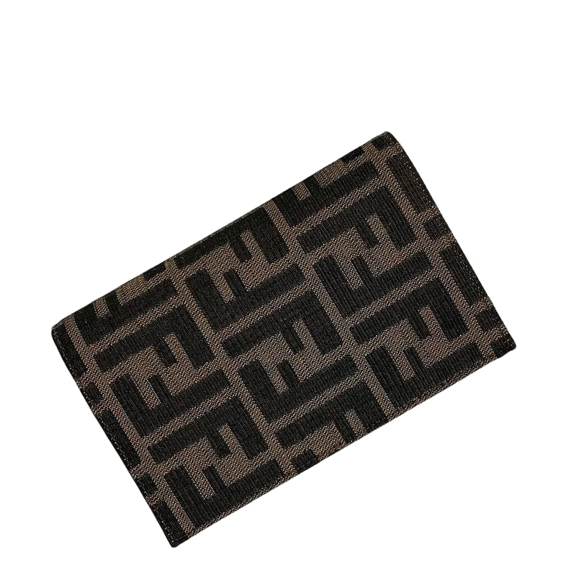 Fendi Bifold Wallet Khaki Brown Zucca 8m0022 Excellent Condition