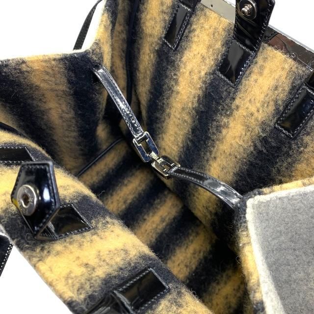 Fendi Toujours Handbag Tote Handbag Shoulder Wool Grey With Pouch