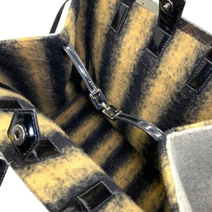 Fendi Toujours Handbag Tote Handbag Shoulder Wool Grey With Pouch