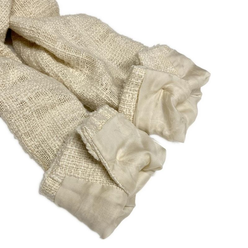 Chanel Dress Size 38 M Women - P43891 Ivory White And Silver Long Sleeves Knee