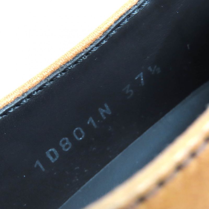 Prada 1d801n Triangle Logo Triangle Plate Oxford Leather Loafers Brown 37.5