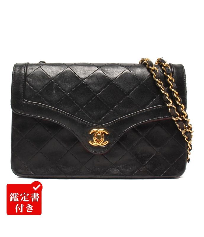 Translated Chanel Chain Shoulder Bag Single Chain Lambskin Gold Hardware
