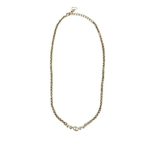 Christian DIOR Necklace Metal Vintage Rhinestone CD Logo Gold
