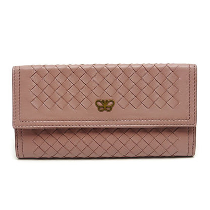 Bottega Veneta Long Wallet Intrecciato Light Brown Butterfly