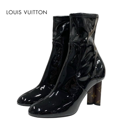 Louis Vuitton Silhouette Line Monogram Boots Short Boots Shoes Patent Black