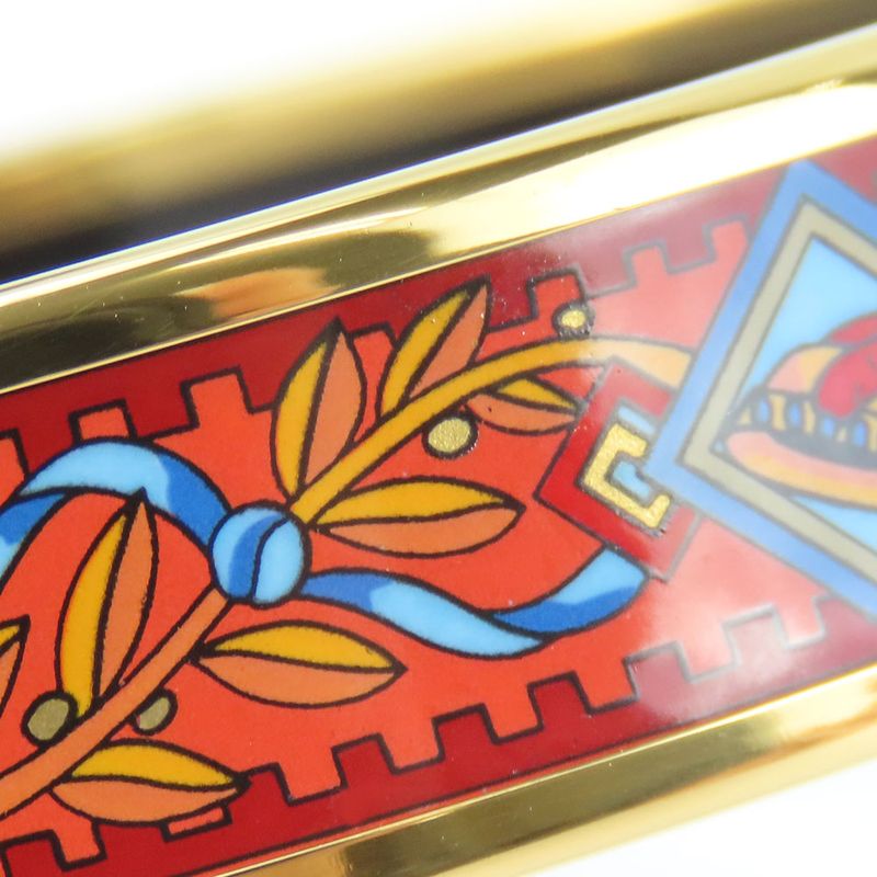 Hermes Bangle Emile Metal Enamel Red Multicolor Gold Hardware Accessories